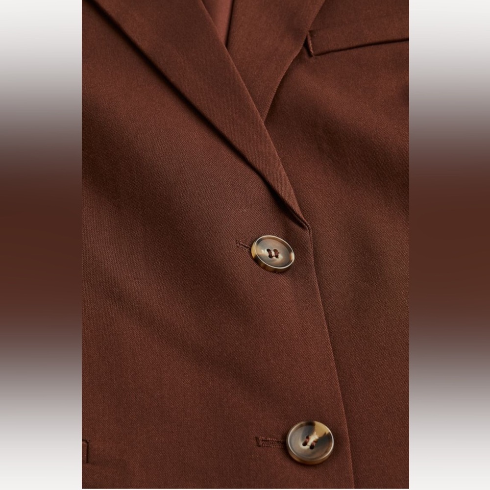 H&M chocolate brown button front blazer jacket - Picture 2 of 2